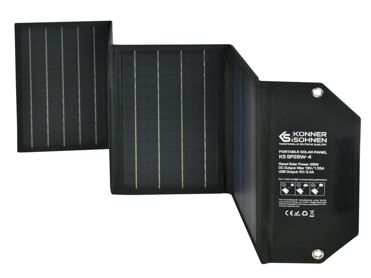 Panou solar portabil din siliciu monocristalin 28W - KS-SP28W-4